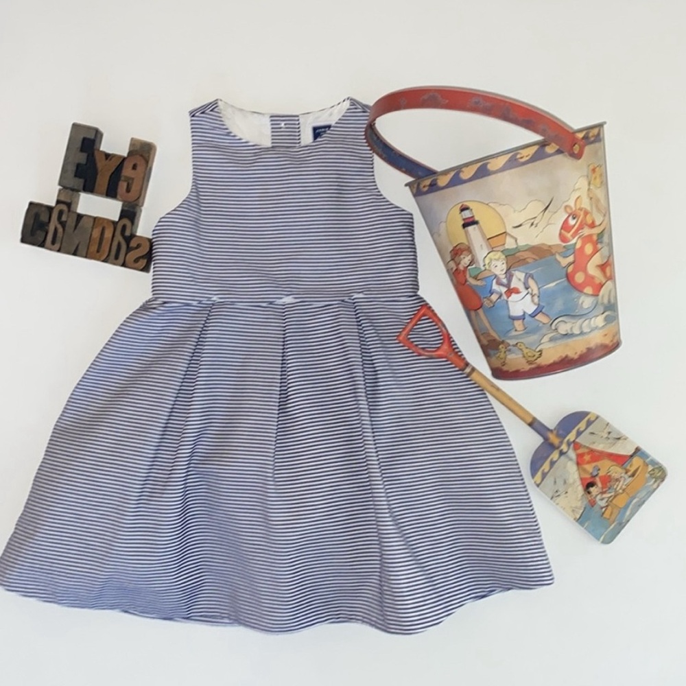 JANIE and JACK BabyNavy & White Striped Skater Dress with Tulle Underskirt